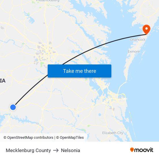 Mecklenburg County to Nelsonia map