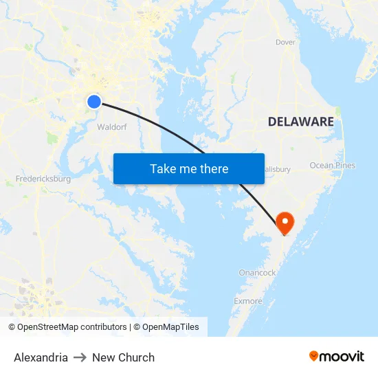 Alexandria to New Church map