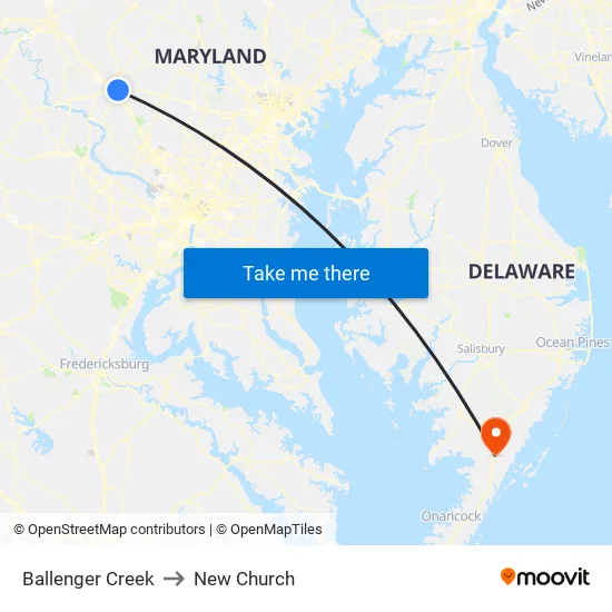 Ballenger Creek to New Church map