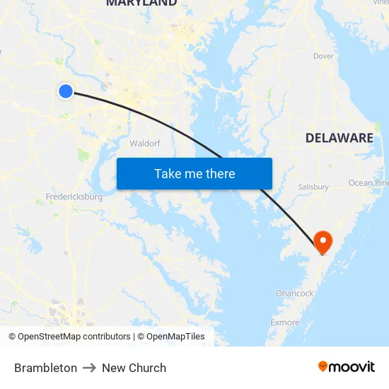 Brambleton to New Church map