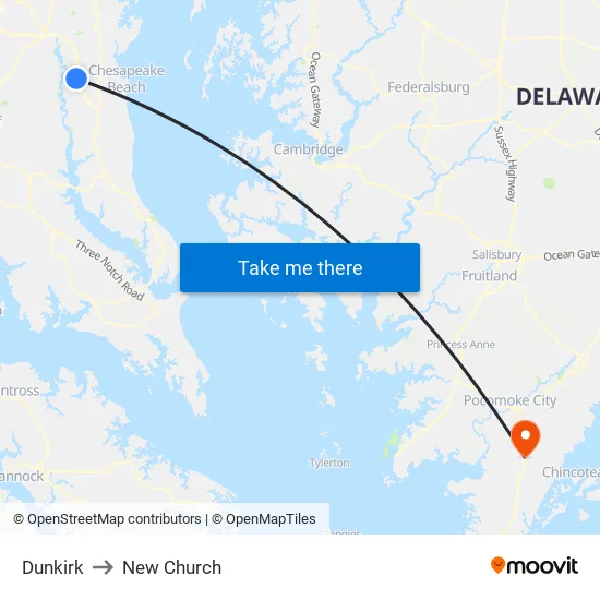 Dunkirk to New Church map