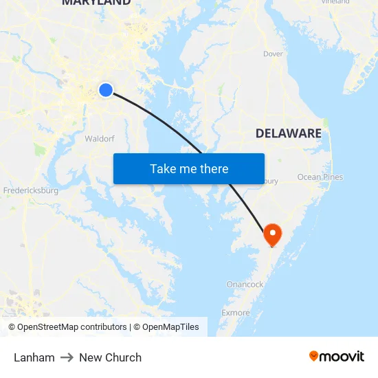 Lanham to New Church map