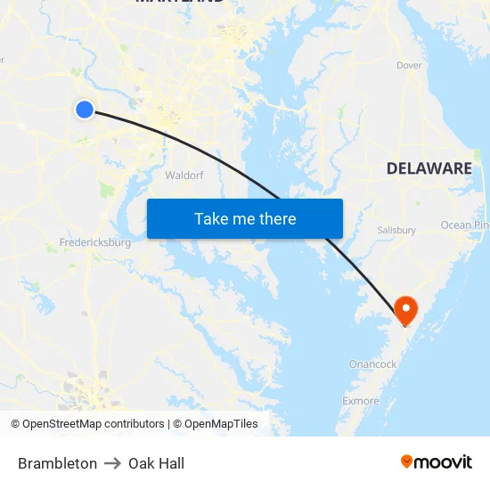 Brambleton to Oak Hall map