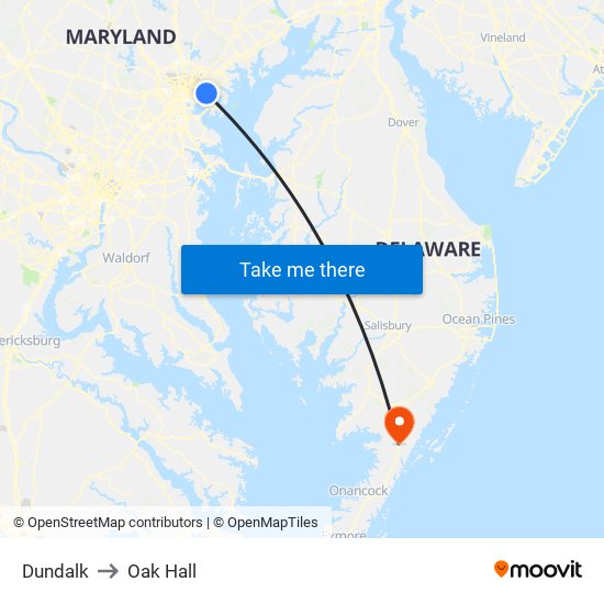 Dundalk to Oak Hall map