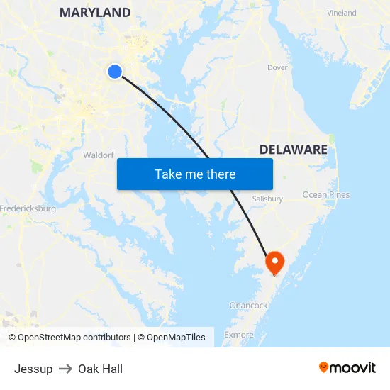 Jessup to Oak Hall map
