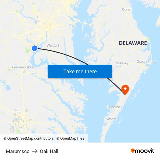 Marumsco to Oak Hall map