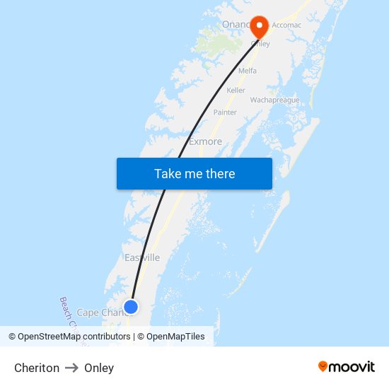 Cheriton to Onley map