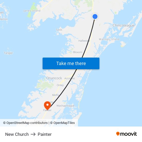 New Church to Painter map