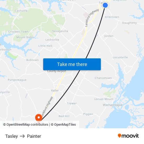 Tasley to Painter map