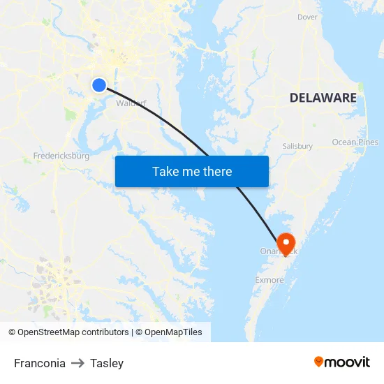Franconia to Tasley map