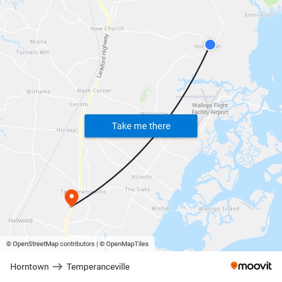 Horntown to Temperanceville map