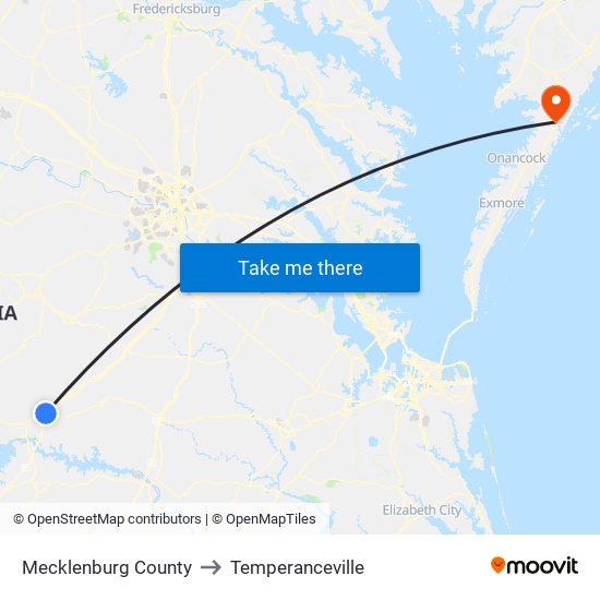 Mecklenburg County to Temperanceville map