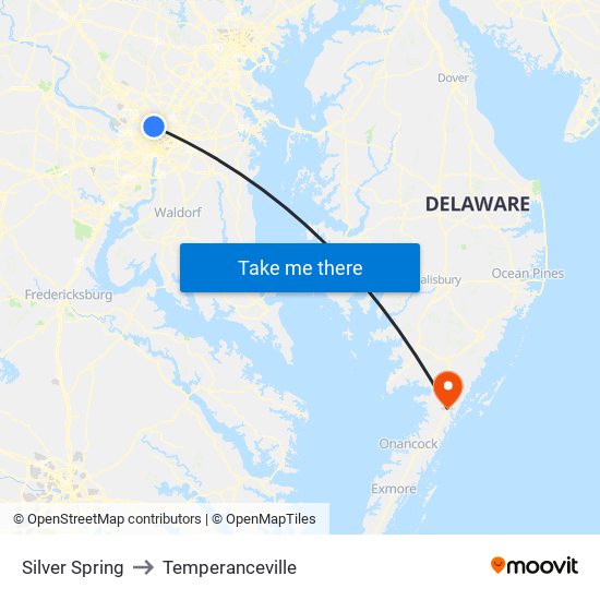 Silver Spring to Temperanceville map