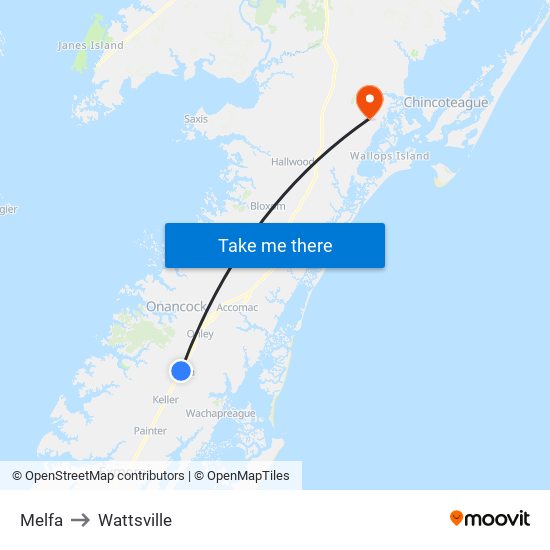 Melfa to Wattsville map