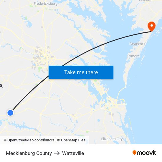 Mecklenburg County to Wattsville map