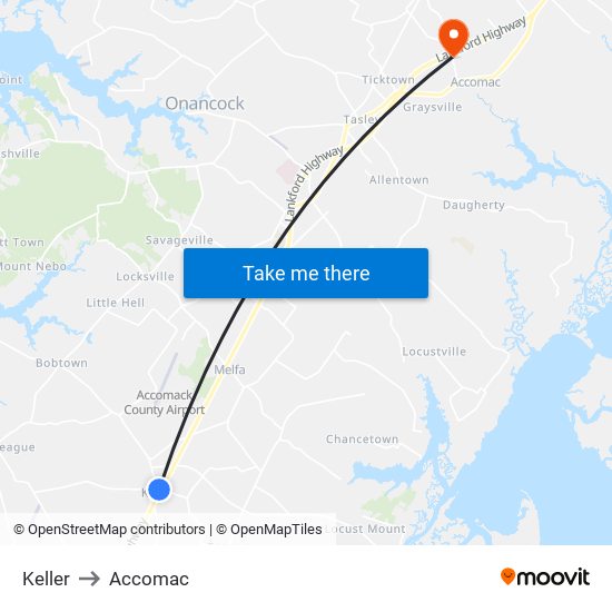 Keller to Accomac map