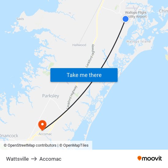 Wattsville to Accomac map