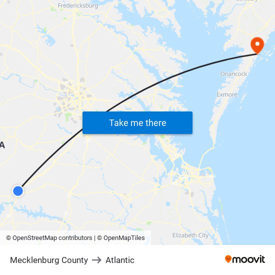 Mecklenburg County to Atlantic map