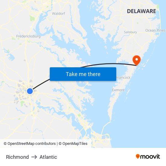 Richmond to Atlantic map