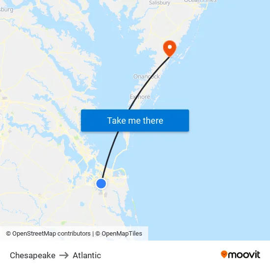 Chesapeake to Atlantic map