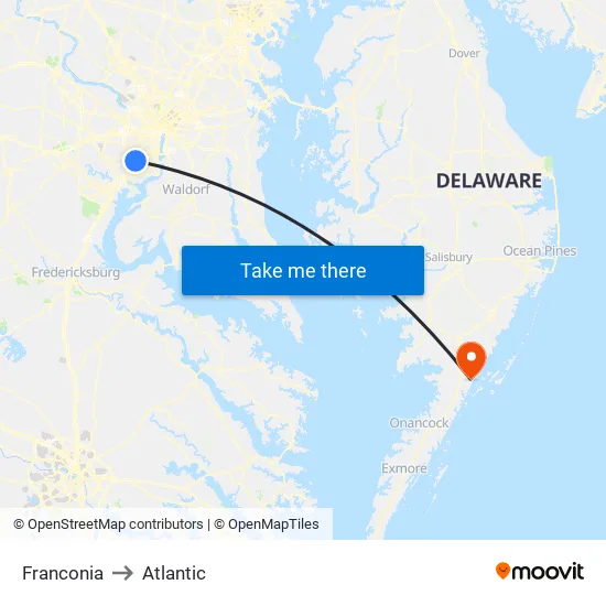 Franconia to Atlantic map
