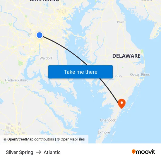 Silver Spring to Atlantic map