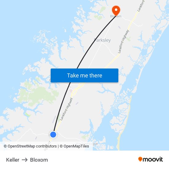 Keller to Bloxom map