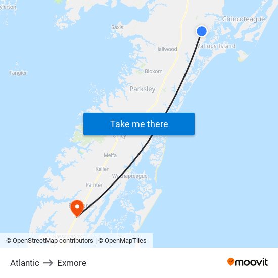 Atlantic to Exmore map