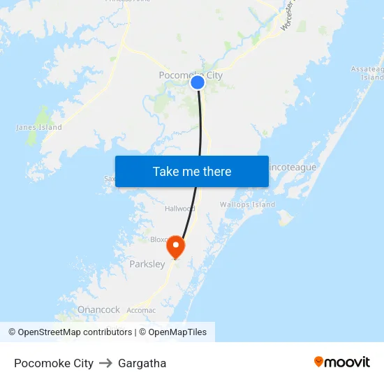 Pocomoke City to Gargatha map