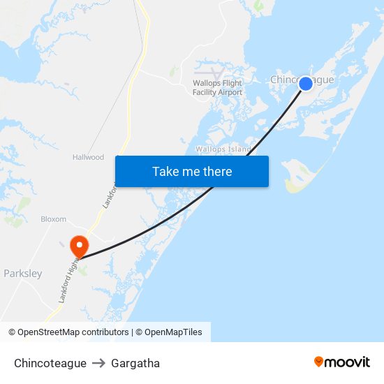 Chincoteague to Gargatha map