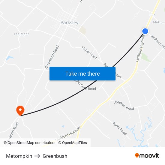 Metompkin to Greenbush map