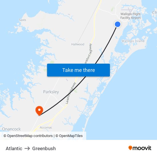 Atlantic to Greenbush map