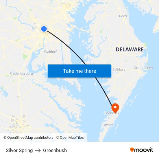 Silver Spring to Greenbush map