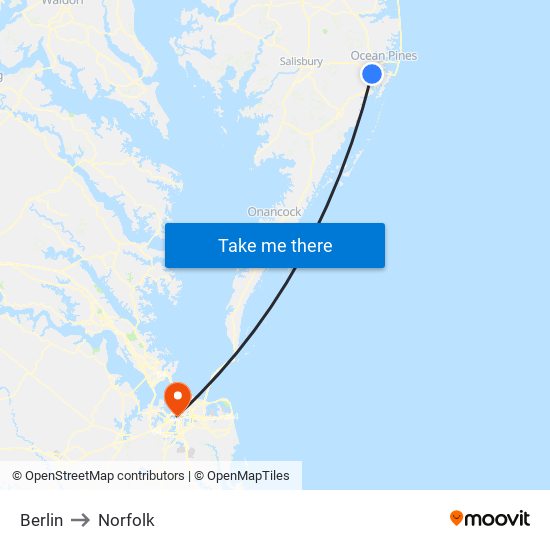 Berlin to Norfolk map