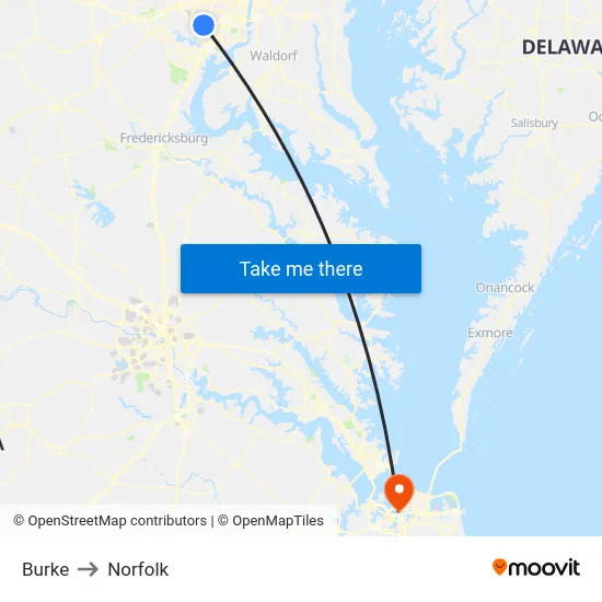 Burke to Norfolk map