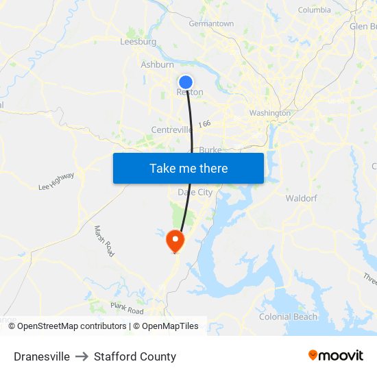 Dranesville to Stafford County map