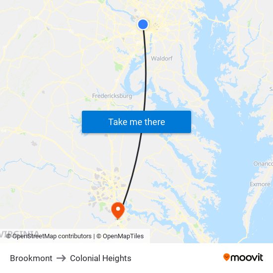 Brookmont to Colonial Heights map