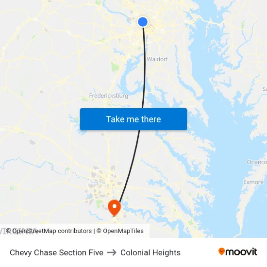 Chevy Chase Section Five to Colonial Heights map