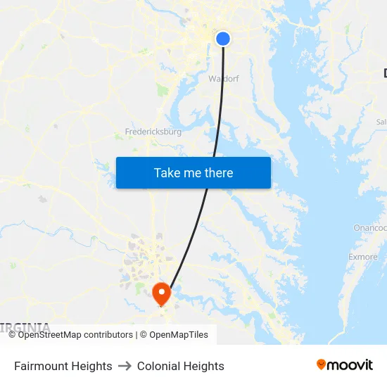 Fairmount Heights to Colonial Heights map
