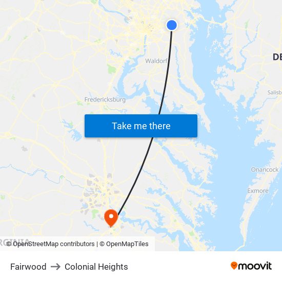 Fairwood to Colonial Heights map