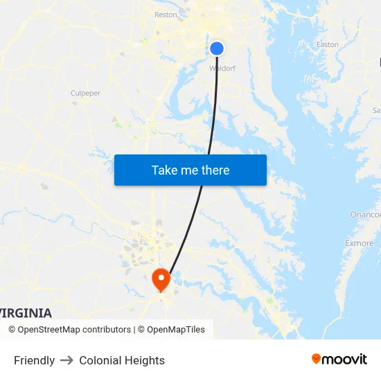 Friendly to Colonial Heights map