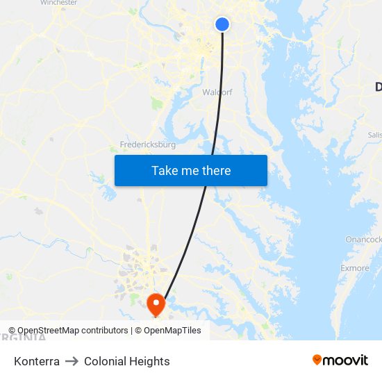 Konterra to Colonial Heights map