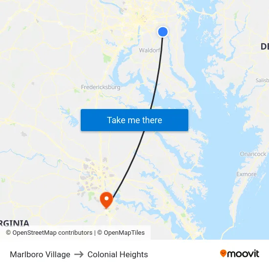 Marlboro Village to Colonial Heights map