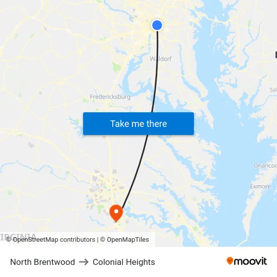 North Brentwood to Colonial Heights map
