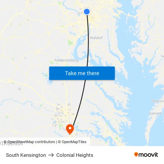 South Kensington to Colonial Heights map