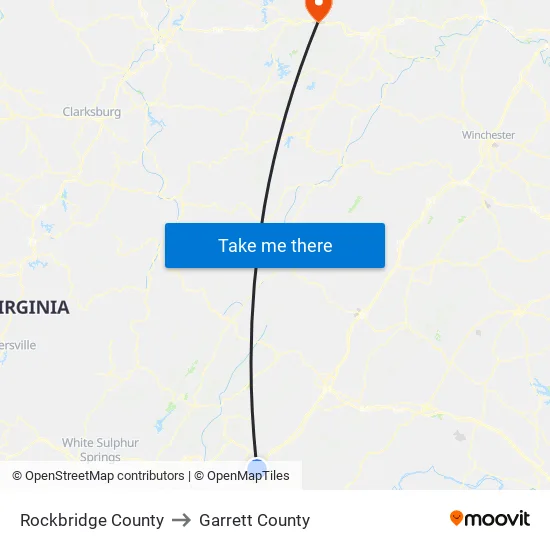 Rockbridge County to Garrett County map