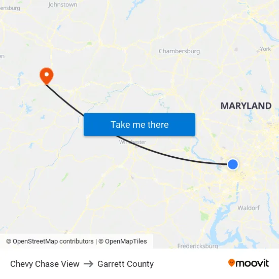 Chevy Chase View to Garrett County map