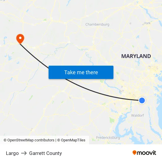 Largo to Garrett County map