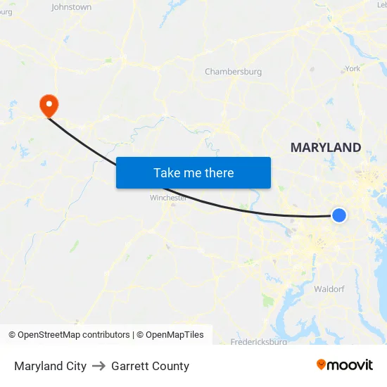 Maryland City to Garrett County map