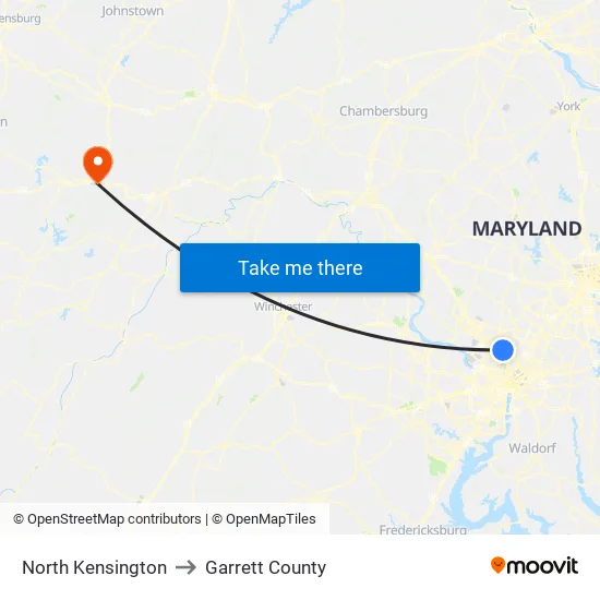 North Kensington to Garrett County map